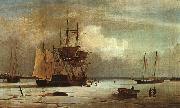 Fitz Hugh Lane Ships Stuck in Ice off Ten Pound Island, Gloucester USA oil painting artist